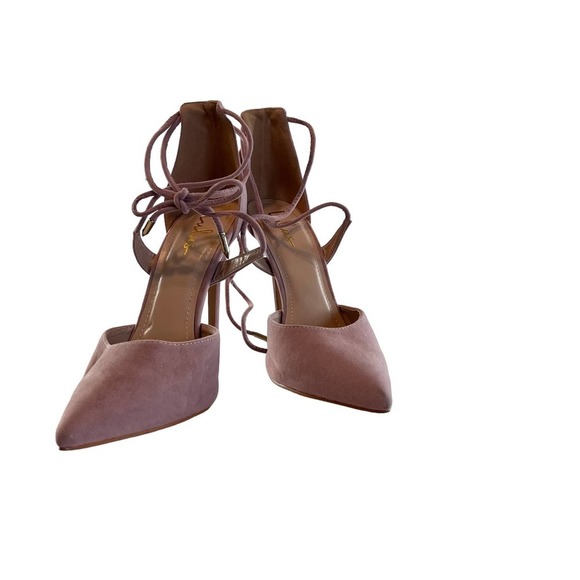 Lulu's women's size 8 1/2 pink stilleto heels w ankle ties night out formal 76 - Picture 7 of 13